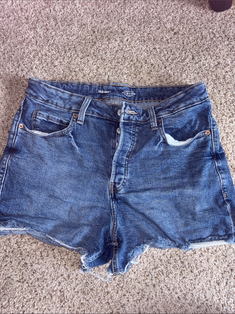 Old Navy Women’s Distressed Denim Shorts - Dark Blue